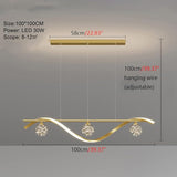 Modern Wavy LED Linear Pendant Light with Sparkle Crystal Globes