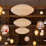 Modern White Silk Fabric Pendant Lamp Homestay Pendant Light Fixtures