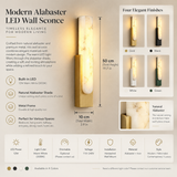 Modern Alabaster LED Wall Sconce with Metal Frame
