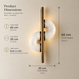 Modern Double-Sided Alabaster Wall Sconce with Aged Brass Finish
