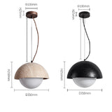 Modern Natural Travertine Dome Pendant Light