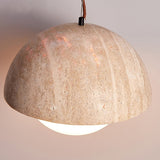 Modern Natural Travertine Dome Pendant Light