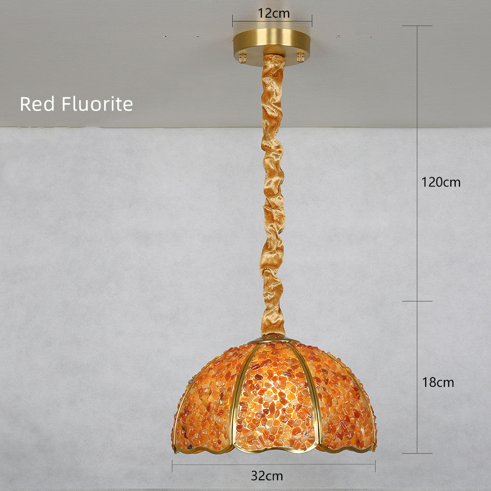 Handmade Mosaic Seashell Copper Crystal Dome Hemispherical Pendant
