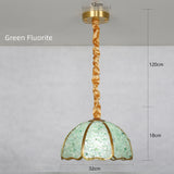 Handmade Mosaic Seashell Copper Crystal Dome Hemispherical Pendant Lamp