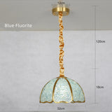 Handmade Mosaic Seashell Copper Crystal Dome Hemispherical Pendant Lamp