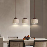 Natural Stone Wabi-Sabi Pendant Light Collection Volcanic Lava Rock Hanging Lamps with Raw Wood or Walnut Accents