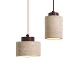 Natural Stone Wabi-Sabi Pendant Light Collection Volcanic Lava Rock Hanging Lamps with Raw Wood or Walnut Accents