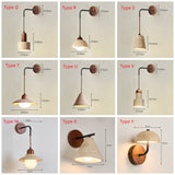 Natural Travertine & Walnut Wood Wall Sconce Collection - Minimalist Stone Sconce, Wabi-Sabi Style LED Wall Lamp