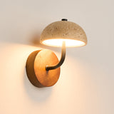 Natural Travertine & Walnut Wood Wall Sconce Collection - Minimalist Stone Sconce, Wabi-Sabi Style LED Wall Lamp