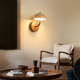 Natural Travertine & Walnut Wood Wall Sconce Collection - Minimalist Stone Sconce, Wabi-Sabi Style LED Wall Lamp
