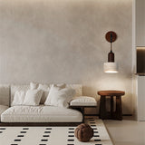 Natural Travertine & Walnut Wood Wall Sconce Collection - Minimalist Stone Sconce, Wabi-Sabi Style LED Wall Lamp