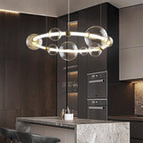 Modern LED Bubble Chandelier – Artistic Glass Globe Pendant Light for Living Room & Dining Space