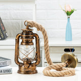 Vintage Industrial Hurricane Lantern Pendant Light – Rustic Hemp Rope Hanging Kerosene Lamp with Clear Shade