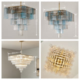 Modern Square Murano Glass Chandelier – Luxury Geometric Inverted Pyramid Pendant Lighting