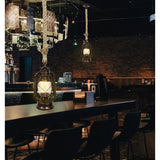 Vintage Industrial Hurricane Lantern Pendant Light – Rustic Hemp Rope Hanging Kerosene Lamp with Clear Shade