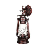 Vintage Industrial Hurricane Lantern Wall Sconce – Antique Rust Finish Kerosene Style Wall Lamp with Clear Plastic Globe