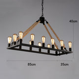 Rustic Industrial Rope Chandelier Vintage Edison Bulb Pendant Light Fixture