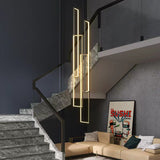 Multi-Frame Contemporary Rectangle 100cm*20cm Staircase Chandelier Adjustable High Ceiling Light