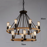 Rustic Industrial Rope Chandelier Vintage Edison Bulb Pendant Light Fixture