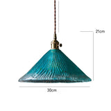 Retro Blue/Green Hand-Blown Glass Pendant Light Mini-Pendant Light