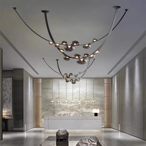 3M Belt Artistic Suspension Lamp with Integrated LED Globes Glass 7-Lights