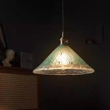 Retro Blue/Green Hand-Blown Glass Pendant Light Mini-Pendant Light