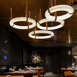Modern Natural Alabaster Ring Chandelier - Solid Brass LED Pendant Light
