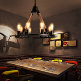 Rustic Industrial Rope Chandelier Vintage Edison Bulb Pendant Light Fixture
