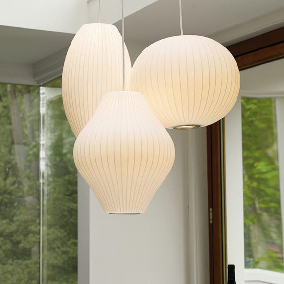 Modern White Silk Fabric Pendant Lamp Homestay Pendant Light Fixtures