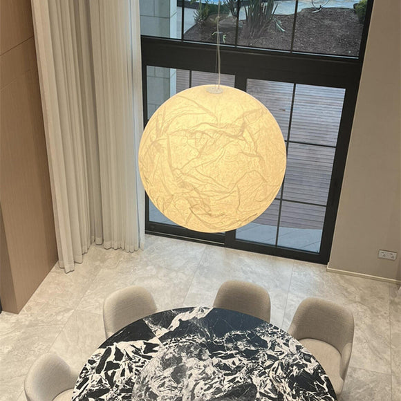 Modern Paper-Like Orb Pendant Lamp Light Fixture