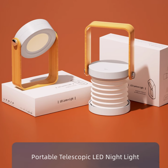 4-in-1 Foldable Table Lamp USB Retractable LED Light Wooden Handle Portable  Lantern Light Touch Control Night Light for Reading