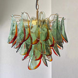 Murano Glass Chandelier – Art Deco Linear Pendant Light with Textured Gradient Glass Petals