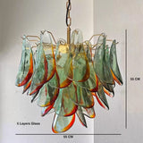 Murano Glass Chandelier – Art Deco Linear Pendant Light with Textured Gradient Glass Petals