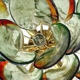 Murano Glass Chandelier – Art Deco Linear Pendant Light with Textured Gradient Glass Petals