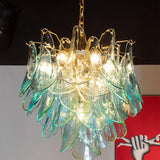 Murano Glass Chandelier – Art Deco Linear Pendant Light with Textured Gradient Glass Petals