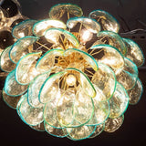 Murano Glass Chandelier – Art Deco Linear Pendant Light with Textured Gradient Glass Petals