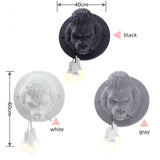 Realistic Gorilla Head Wall Sconce with Edison Bulb Pendant Lights – Industrial Animal Art Deco Vanity Light