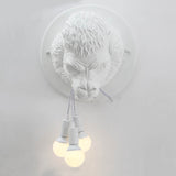 Realistic Gorilla Head Wall Sconce with Edison Bulb Pendant Lights – Industrial Animal Art Deco Vanity Light