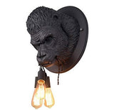 Realistic Gorilla Head Wall Sconce with Edison Bulb Pendant Lights – Industrial Animal Art Deco Vanity Light