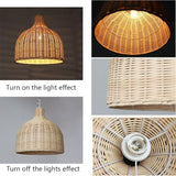 Retro Rustic Pendant Light Shades Rattan Boho Bamboo Weave Lamp