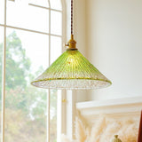 Retro Blue/Green Hand-Blown Glass Pendant Light Mini-Pendant Light