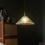 Retro Blue/Green Hand-Blown Glass Pendant Light Mini-Pendant Light