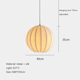 Ribbed Sphere Art Silk Fabric Pendant Light