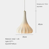 Ribbed Sphere Art Silk Fabric Pendant Light