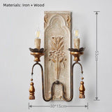 Rustic Carved Floral Wall Sconce – 2/3-Light Antique Brass Candle Lighting