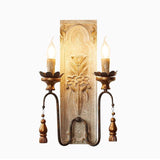Rustic Carved Floral Wall Sconce – 2/3-Light Antique Brass Candle Lighting