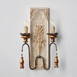 Rustic Carved Floral Wall Sconce – 2/3-Light Antique Brass Candle Lighting