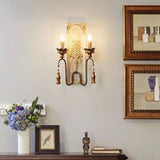 Rustic Carved Floral Wall Sconce – 2/3-Light Antique Brass Candle Lighting