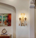 Rustic Carved Floral Wall Sconce – 2/3-Light Antique Brass Candle Lighting