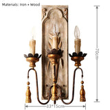 Rustic Carved Floral Wall Sconce – 2/3-Light Antique Brass Candle Lighting